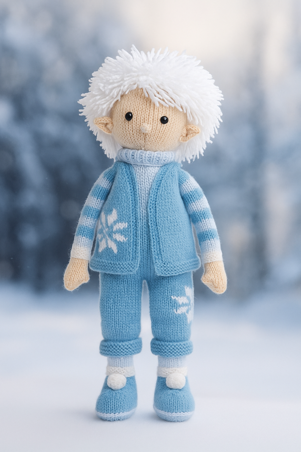 Jack Frost Toy Knitting Pattern PDF Winter Boy Doll 48cm