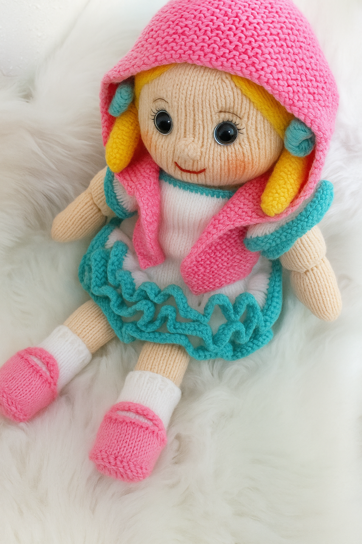 Riva Rag Doll Knitting Pattern PDF 48cm Toy Ragdoll Removable Clothes DK