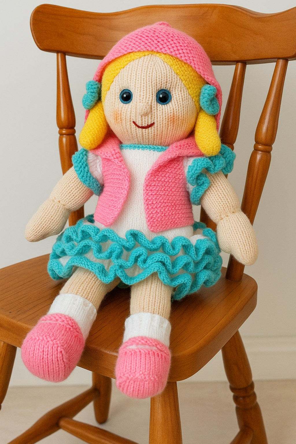 Riva Rag Doll Knitting Pattern PDF 48cm Toy Ragdoll Removable Clothes DK