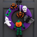 Halloween Wreath Knitting Pattern PDF Pumpkin Spider Decoration Chunky