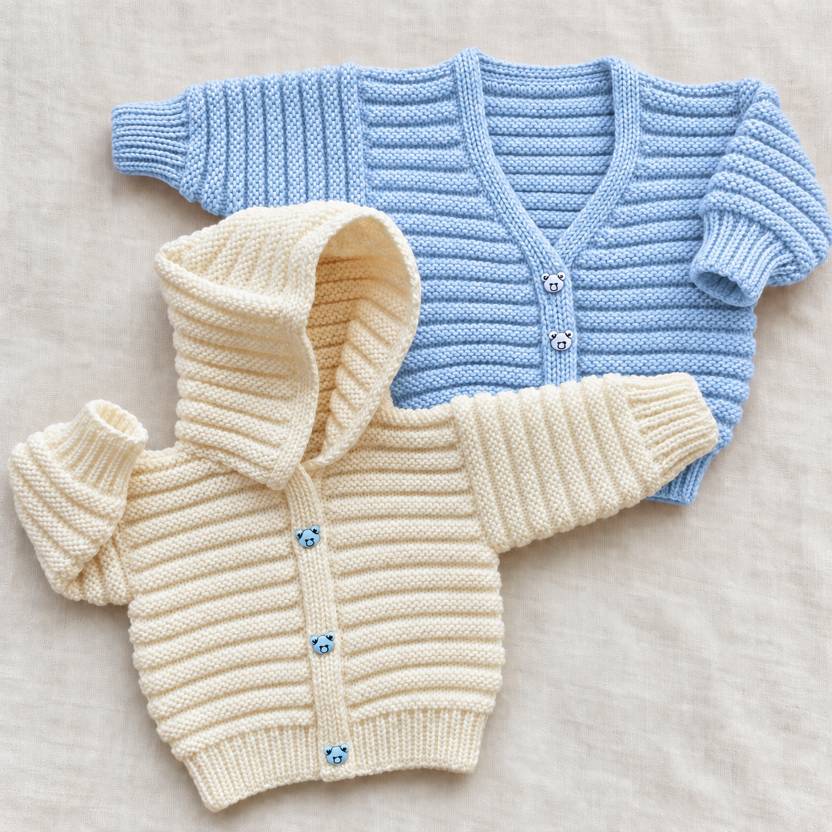 Beginners Hooded Jacket & Cardigan Knitting Pattern PDF Premature Baby –8 Years Easy Knit
