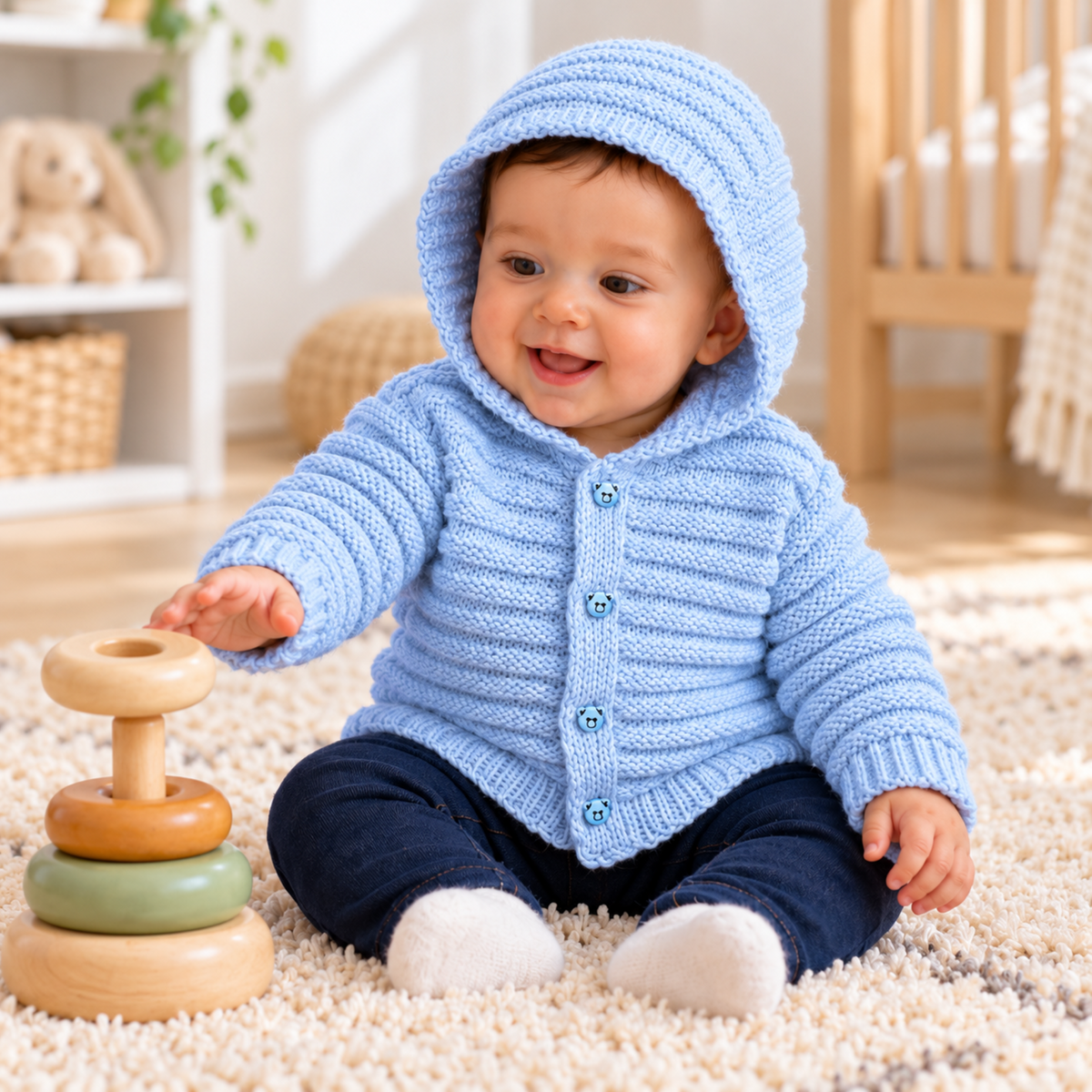 Beginners Hooded Jacket & Cardigan Knitting Pattern PDF Premature Baby –8 Years Easy Knit