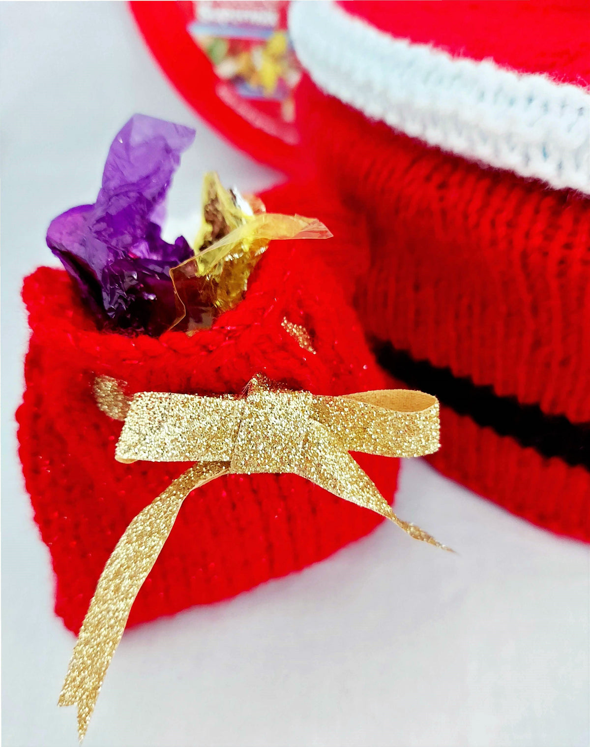 Santa Chocolate Sweet Tub Cover Knitting Pattern PDF Christmas Decor with Sack