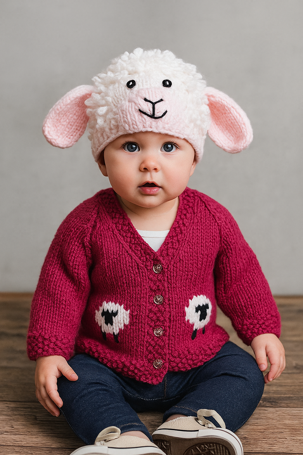 Child's Pig & Sheep Cardigan Animal Hat Knitting Pattern PDF Chunky 3mths - 8 Years