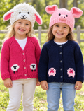 Child's Pig & Sheep Cardigan Animal Hat Knitting Pattern PDF Chunky 3mths - 8 Years