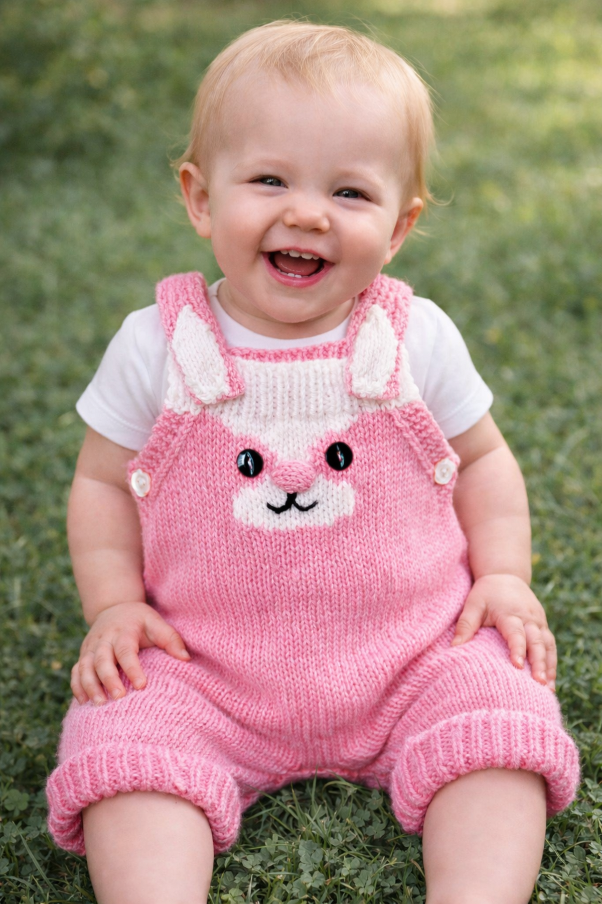 Easter Bunny Rabbit Romper Knitting Pattern PDF Baby Dungarees Premature - 12 mths DK