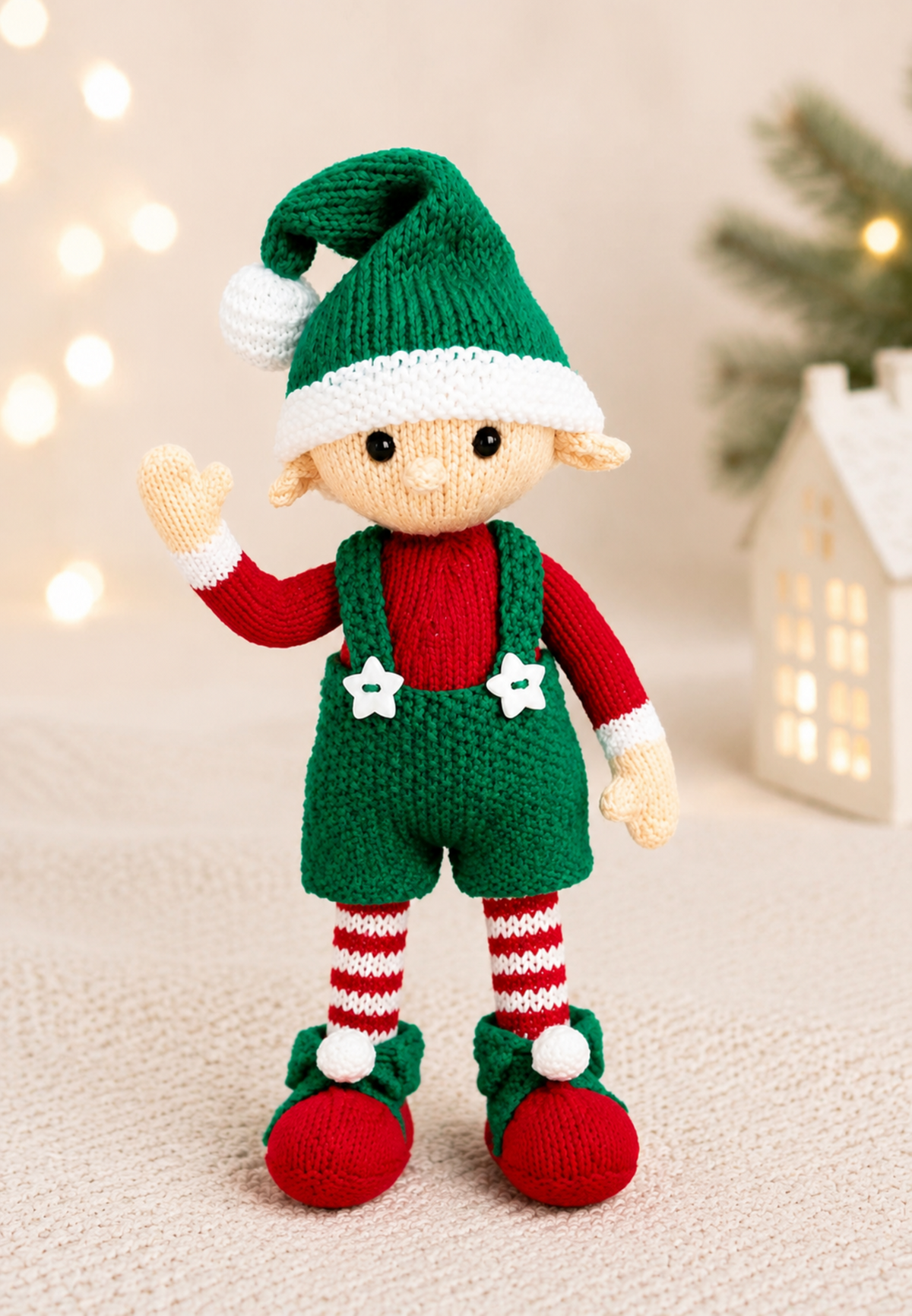 Evan the Elf Christmas Toy Knitting Pattern PDF Santa's Helper 48cm