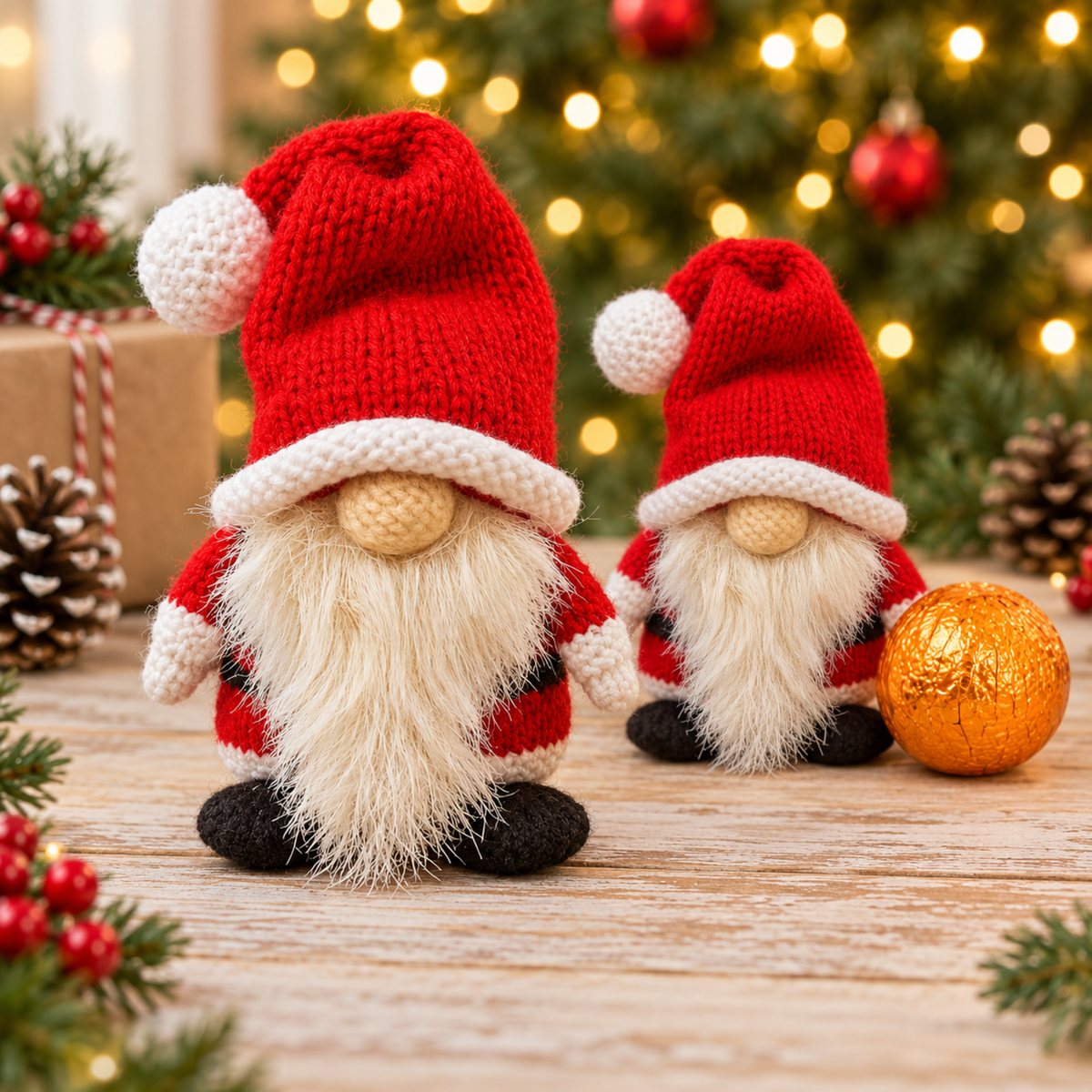 Santa Gonk Chocolate Orange Cover Knitting Pattern PDF Stuffed Christmas Gnome DK
