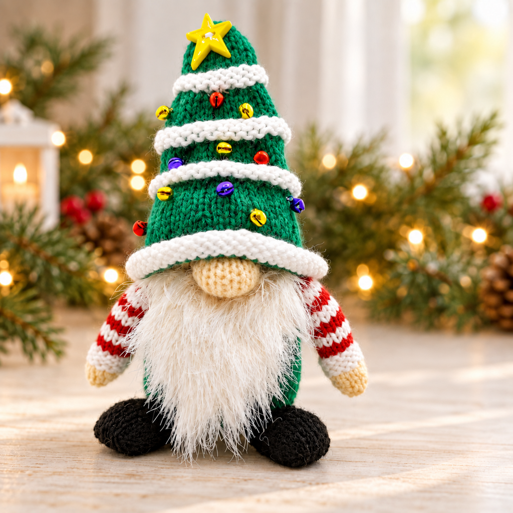 Santa Gonk Chocolate Orange Cover Knitting Pattern PDF Christmas Tree Hat Gnome DK