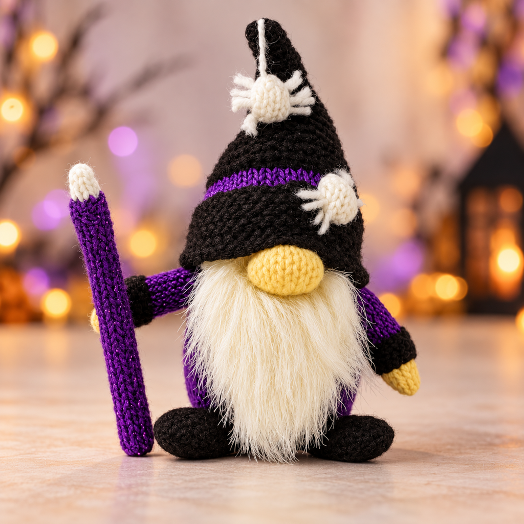 Wizard Gonk Knitting Pattern PDF Halloween Gnome & Chocolate Orange Cover DK