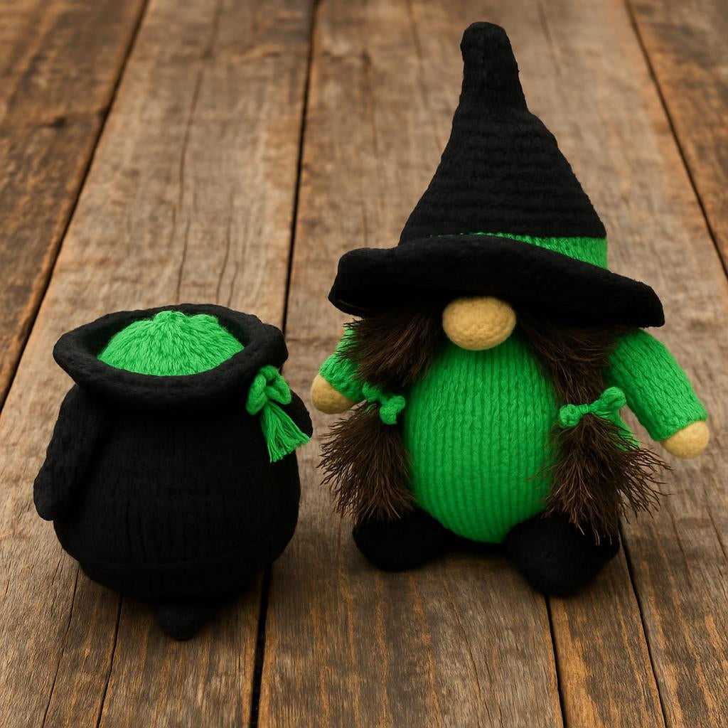 Witch Gonk & Cauldron Knitting Pattern PDF Halloween Decorations or Chocolate Orange Covers DK