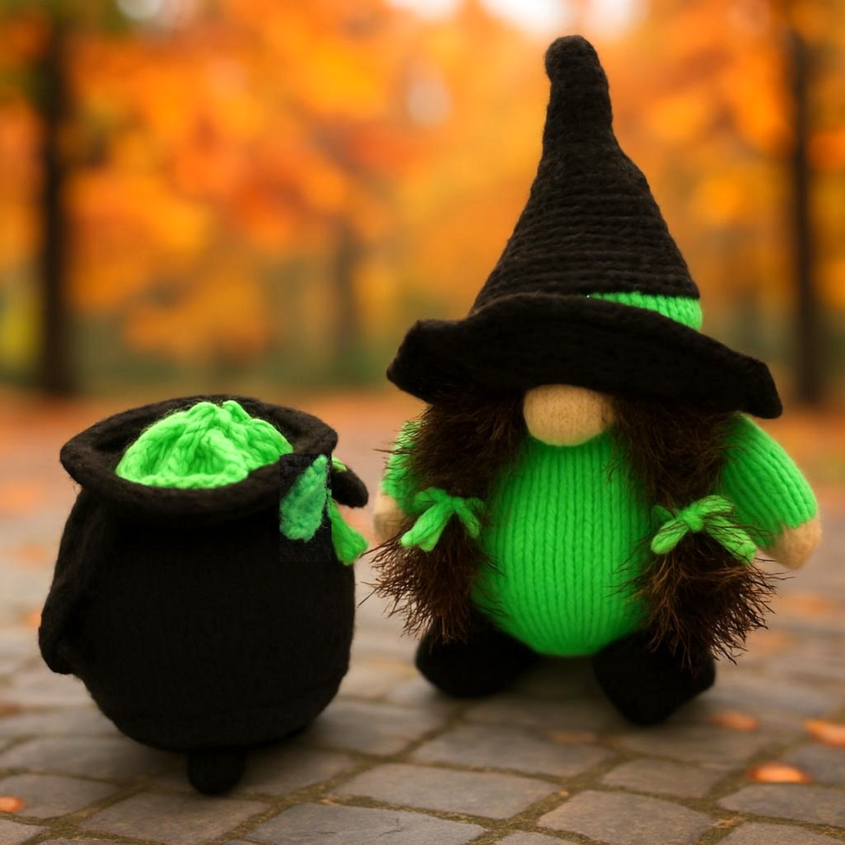 Witch Gonk & Cauldron Knitting Pattern PDF Halloween Decorations or Chocolate Orange Covers DK