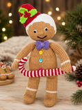 Gingerbread Man Toy Knitting Pattern PDF with Candy Cane Christmas Decor DK 37cm