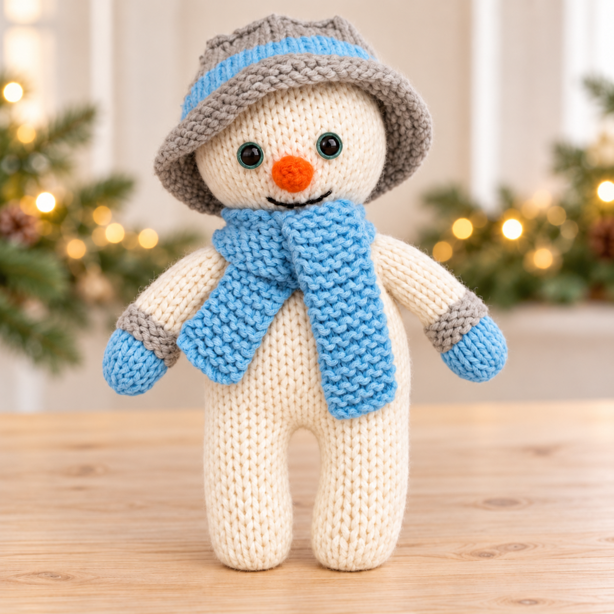 Frosty the Snowman Knitting Pattern PDF Christmas Toy Hat & Scarf Chunky 33cm