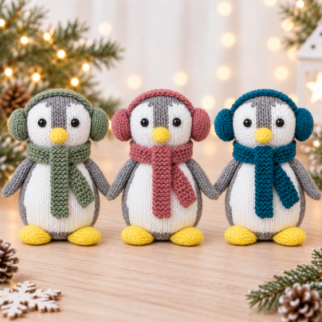 Penguin Toy & Chocolate Orange Cover Knitting Pattern PDF Christmas Decoration DK