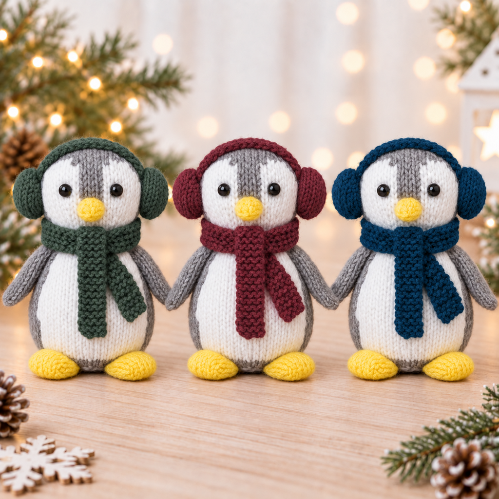 Penguin Toy & Chocolate Orange Cover Knitting Pattern PDF Christmas Decoration DK