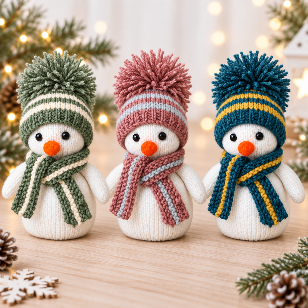 Snowman Toy & Chocolate Orange Cover Knitting Pattern PDF Christmas Gift Decoration DK
