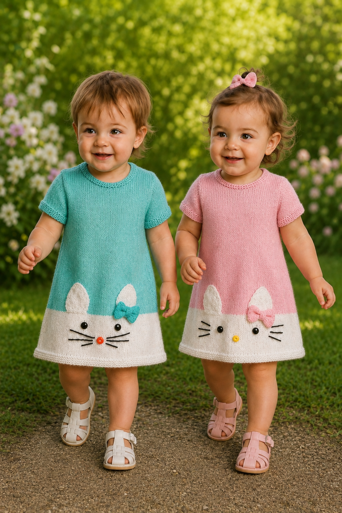 Baby Toddler Cat and Mouse Dress Knitting Pattern PDF DK  6 Months to 3 Years