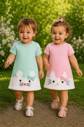 Baby Toddler Cat and Mouse Dress Knitting Pattern PDF DK  6 Months to 3 Years